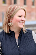 Load image into Gallery viewer, Wood Earrings - Fan - Brown - Statement Earrings - Sapele - Flower - Half Flower - Wooden Earrings