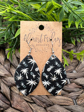 Load image into Gallery viewer, Genuine Leather Earrings - Black - Leaf Cut - White - Palm Trees - Pineapple - Statement Earrings - Neutral - Summer