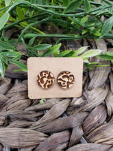 Load image into Gallery viewer, Wood Earrings - Stud Earrings - Leopard Earrings - Studs - Animal Print -Statement Earrings