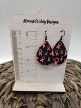 Load image into Gallery viewer, Genuine Leather Earrings - Blue - White - Teardrop - Lace - Flowers - Floral - Statement Earrings - Neutral