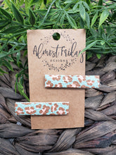 Load image into Gallery viewer, Genuine Leather Hair Clip - Leopard Print - Animal Print - Mint - Peach - Tan - Hair Accessory - Alligator Clip