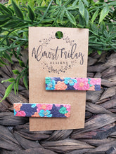 Load image into Gallery viewer, Genuine Leather Hair Clip - Floral Print - Flowers - Purple - Green - Pink - Blue - Orange - Hair Accessory - Alligator Clip