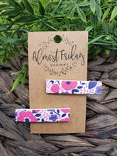 Load image into Gallery viewer, Genuine Leather Hair Clip - Floral Print - Flowers - Purple - White - Pink - Hair Accessory - Alligator Clip