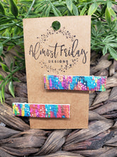 Load image into Gallery viewer, Genuine Leather Hair Clip - Rainbow - Multicolored - Brush Stroke - Hair Accessory - Blue - Purple - Yellow - Pink - Alligator Clip