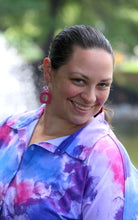 Load image into Gallery viewer, Genuine Leather Earrings - Teal - Rounded Square - Cut Out - Turquoise - Statement Earrings - Neutral