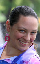 Load image into Gallery viewer, Genuine Leather Earrings - Navy - Rounded Square - Cut Out - Blue - Statement Earrings - Neutral