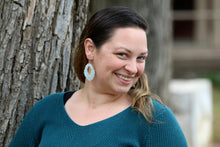 Load image into Gallery viewer, Genuine Leather Earrings - Scallop - Black - Red - Green- Blue - Purple - Palms - Cut out - Tropical - Flowers - Floral Design - Textured Leather - Summer Earrings - Statement Earrings