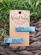 Load image into Gallery viewer, Genuine Leather Hair Clip - Metallic - Gold and Teal - Hair Accessory - Alligator Clip