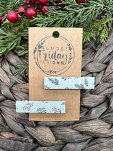 Load image into Gallery viewer, Genuine Leather Hair Clip - Holly - Christmas Holly - Holiday Hair Clips - Christmas Hair Clips - Red - White - Mint - Green - Hair Accessory - Alligator Clip