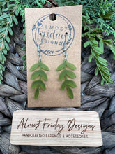 Load image into Gallery viewer, Acrylic Earrings - Leaf - Green - Falling Leaf - Statement Earrings - Spring - Summer - Fall