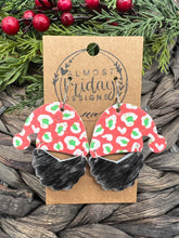Load image into Gallery viewer, Genuine Leather Earrings - Christmas Earrings - Santa - Santa Claus - Winter - Cut Out Earrings - Red - White - Green - Hair On- Statement Earrings - Leopard - Animal Print
