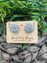 Load image into Gallery viewer, Seed Bead Earrings - Silver - Studs - Beaded Earrings - Large Studs - Beads - Statement Earrings