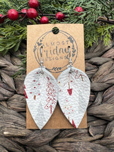 Load image into Gallery viewer, Genuine Leather Earrings - Leaf Cut - Pinched Leaf - Christmas Tree - Christmas Tree Earrings - Red - White - Gray - Statement Earrings - Animal Print