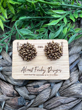 Load image into Gallery viewer, Seed Bead Earrings - Bronze - Studs - Beaded Earrings - Large Studs - Beads - Statement Earrings