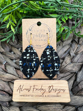 Load image into Gallery viewer, Genuine Leather Earrings - Leaf Cut - Plaid - Striped Earrings - Plaid Leather Earrings - Tweed