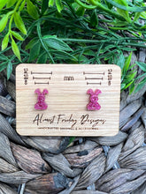 Load image into Gallery viewer, Acrylic Earrings - Bunny - Purple - Easter - Spring - Bunny Earrings - Rabbit - Easter Bunny - Glitter Earrings - Studs