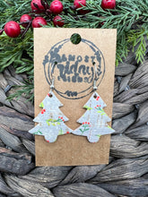 Load image into Gallery viewer, Genuine Leather Earrings - Christmas Tree - Christmas Earrings - Christmas - Cut Out Earrings - Christmas Holly - Statement Earrings