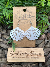 Load image into Gallery viewer, Acrylic Earrings - White - Ivory - Seashell - Shell - Beach Earrings - Summer - Pearl - Statement Earrings - Pearl Marble Earrings