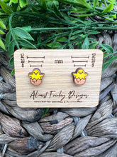 Load image into Gallery viewer, Wood Earrings - Stud Earrings - Easter Chick - Studs - Easter - Chick - Painted Wood - Animal Studs