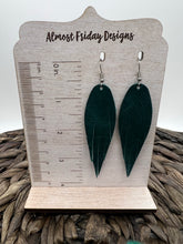 Load image into Gallery viewer, Genuine Leather Earrings - Feather - Feather Earrings - Rose Gold - Metallic - Statement Earrings - Fringe