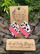 Load image into Gallery viewer, Genuine Leather Earrings - Leaf - Pink - White - Black - Valentine's Day - Animal Print - Leopard Leather - Heart Earrings