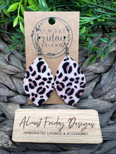 Load image into Gallery viewer, Genuine Leather Earrings - Black - Leaf Cut - Cut Out - Tan - Leopard - Animal Print -Statement Earrings - Neutral