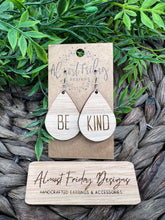 Load image into Gallery viewer, Wood Earrings - Teardrop - White Oak - Statement Earrings - Be Kind - Wooden Earrings