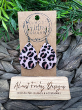 Load image into Gallery viewer, Genuine Leather Earrings - Black - Teardrop - Cut Out - Tan - Leopard - Animal Print -Statement Earrings - Neutral