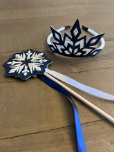 Load image into Gallery viewer, Faux Leather Crown - Faux Leather Fairy Wand - Glitter Leather - Glitter - Blue - White - Hair Accessory - Girl's Accessory
