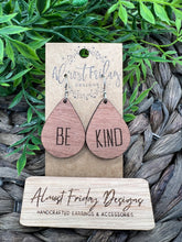 Load image into Gallery viewer, Wood Earrings - Teardrop - Sapele - Statement Earrings - Be Kind - Wooden Earrings - Statement Earrings