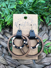 Load image into Gallery viewer, Wood Earrings - Leopard Print - Natural Wood - Hoop Earrings - Walnut - Hoops