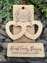 Load image into Gallery viewer, Acrylic Earrings - Hearts - Tan- Brown - Rattan - Statement Earrings - Faux Rattan