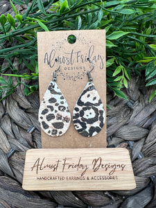 Genuine Leather Earrings - Leopard Print - Leopard Earrings - Animal Earrings - Flowers - Floral Print