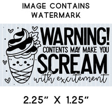 Load image into Gallery viewer, Sticker - Business - Happy Mail - Warning Contents May Make You Scream with Excitement - Ice Cream
