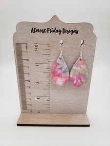 Genuine Leather Earrings - Teardrop - Foral - Flowers - Floral Print - Spring - Summer - Statement Earrings