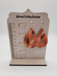 Genuine Leather Earrings - Leopard Print - Leopard Earrings - Tan Leopard - Teardrop - Statement Earrings