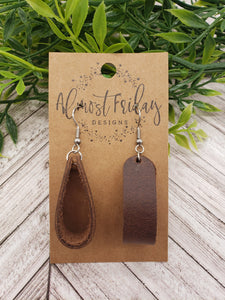 Genuine Leather Earrings - Black - Loop Earrings - Statement Earrings - Rounded Loop - Smooth Leather