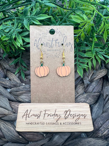 Enamel Earrings - Little Ladies - Orange - Gold - Pumpkin - Fall - Halloween - Small Earrings - Statement Earrings