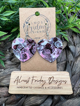 Load image into Gallery viewer, Acrylic Earrings - Hearts - Valentine&#39;s Day - Pink - Purple - White - Marbled - Heart Earrings - Statement Earrings
