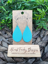 Load image into Gallery viewer, Genuine Leather Earrings - Mint - Teardrop - Statement Earrings
