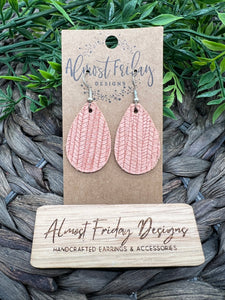 Genuine Leather Earrings - Peach - Fall Earrings - Textured Leather - Teardrop - Peach Earrings - Statement Earrings