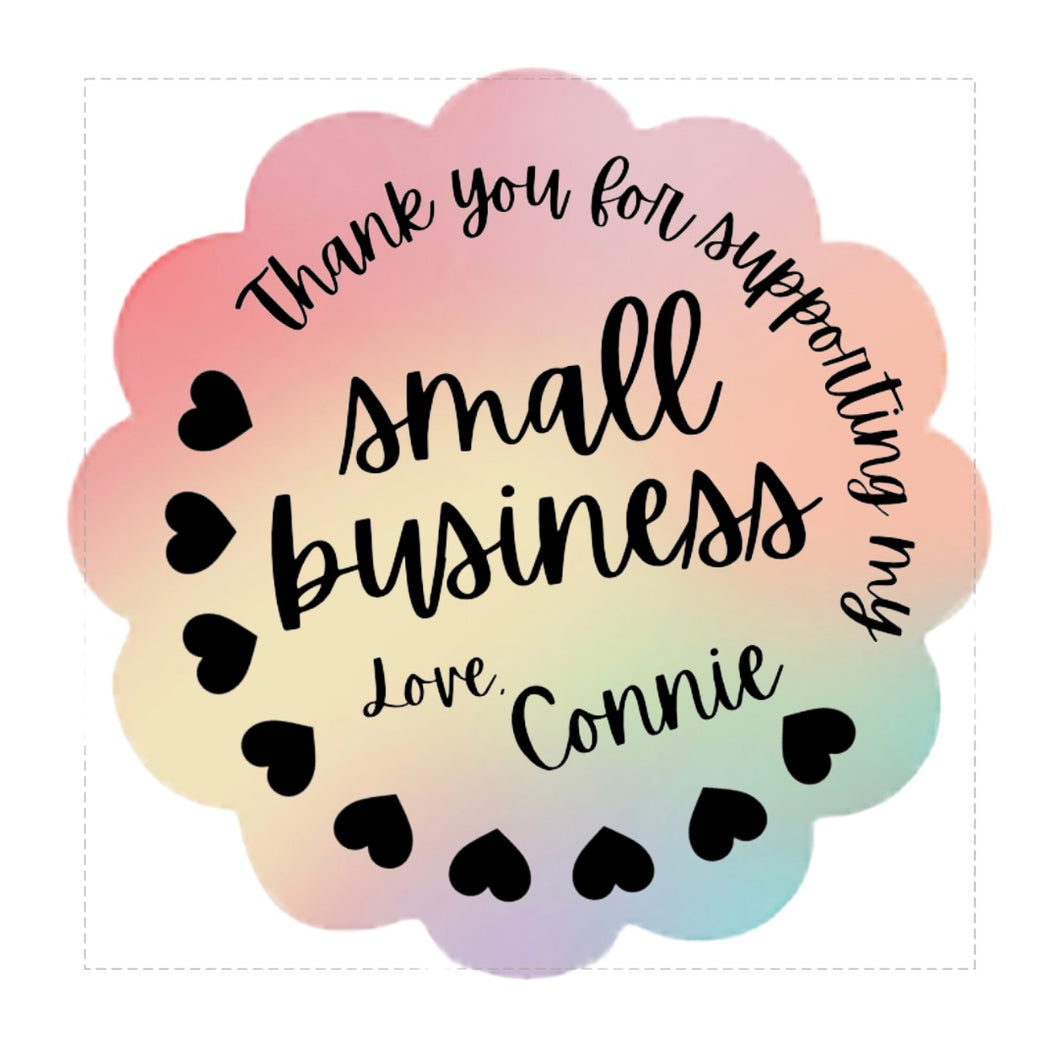 Sticker - Personalized - Business - Happy Mail - Small Business - Thank You for Supporting My Business - Hearts - Thank You