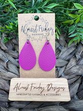 Load image into Gallery viewer, Genuine Leather Earrings - Teardrop Earrings - Pink Leather - Summer Earrings - Statement Earrings
