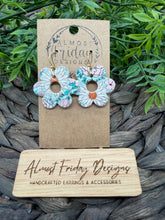 Load image into Gallery viewer, Genuine Leather Earrings - Floral - Daisy - White - Mint - Pink - Yellow - Flowers - Spring - Summer - Summer Earrings - Statement Earrings - Spring
