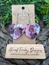 Load image into Gallery viewer, Acrylic Earrings - Hearts - Valentine&#39;s Day - Pink - Purple - White - Marbled - Heart Earrings - Statement Earrings
