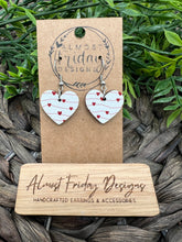 Load image into Gallery viewer, Wood Earrings - Valentine&#39;s Day - White - Red - Hearts - Wood - Statement Earrings
