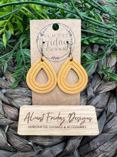 Load image into Gallery viewer, Genuine Leather Earrings - Embossed Teardrop - Ginger - Tan - Brown - Camel - Neutral - Statement Earrings - Textured Leather
