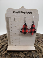 Load image into Gallery viewer, Genuine Leather Earrings Christmas Trees - Snowflakes - Buffalo Check - Buffalo Plaid - Christmas Earrings - Winter - Statement Earrings
