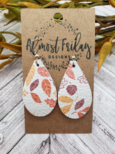 Load image into Gallery viewer, Genuine Leather Earrings - Teardrop Earrings - Fall Leather Genuine Leather Earrings - Fall Leaves - Fall Earrings
