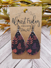 Load image into Gallery viewer, Genuine Leather Earrings - Teardrop Earrings - Fall Leather Genuine Leather Earrings - Fall Leaves - Fall Earrings
